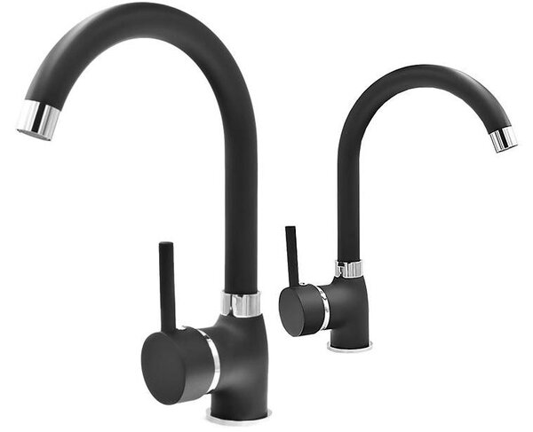 Granitan | BETA - Miscelatore da cucina - Orientabile a 360° - Nero - Ottone - Carica in Vetroceramica