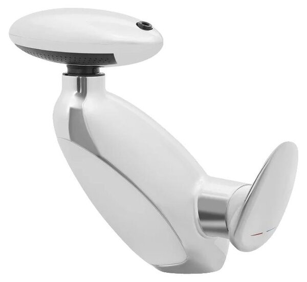 Miscelatore per lavabo, indicatore di temperatura, doccetta estraibile a 360°, finitura argento