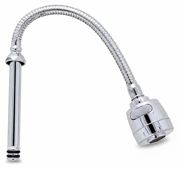 Prolunga flessibile per rubinetto da cucina - Accessorio per miscelatore da cucina - Diametro 5 x 48 cm - Erogatore rotante a 360° - 2 tipi di getto - Acciaio inossidabile e plastica
