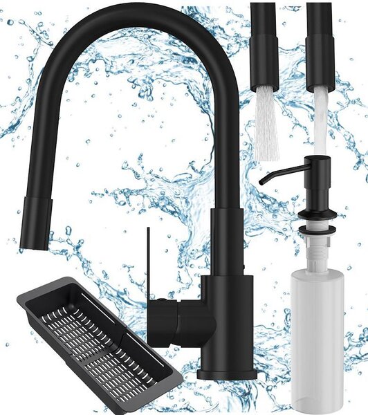 Granitan | GRADO PLUS - Miscelatore da cucina - Bocca flessibile - Nero