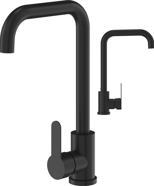 Granitan | STEEL - Miscelatore da cucina - Orientabile a 360° - Nero - Acciaio inossidabile - Carica in Vetroceramica