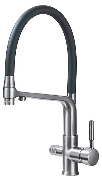 Rubinetto da cucina, a due manopole, rotazione a 360°, colore grigio gunmetal