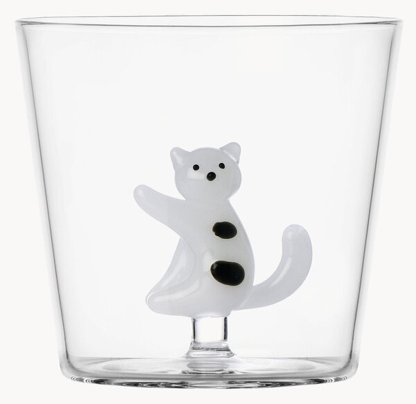 Bicchiere in vetro borosilicato fatto a mano Tabby Cat