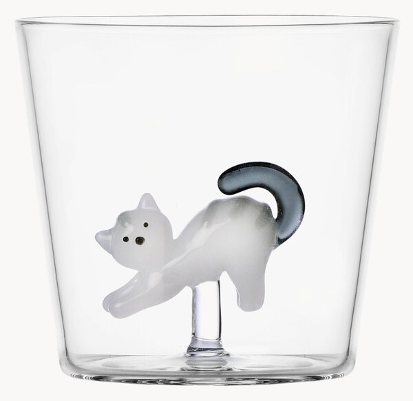 Bicchiere in vetro borosilicato fatto a mano Tabby Cat