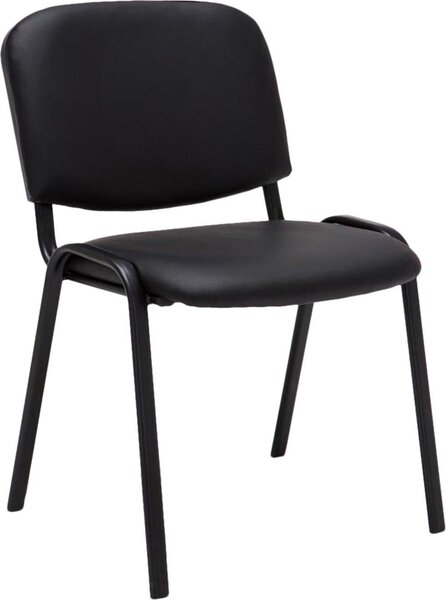 Sedia impilabile in Pelle finta - Sedia per riunioni - Seduta comoda, impilabile | Colore: nero