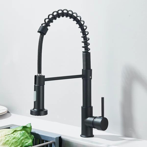 Miscelatore per cucina - Miscelatore per lavello - Bocchetta estraibile - 2 modalità di spruzzo - Acqua calda e fredda - Rotazione a 360° - Acciaio inossidabile 304 - Nero opaco