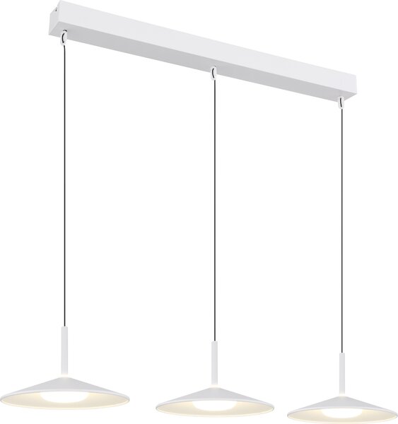 Lampada a sospensione, metallo tessile bianco, interruttore a 3 livelli, H 180 cm