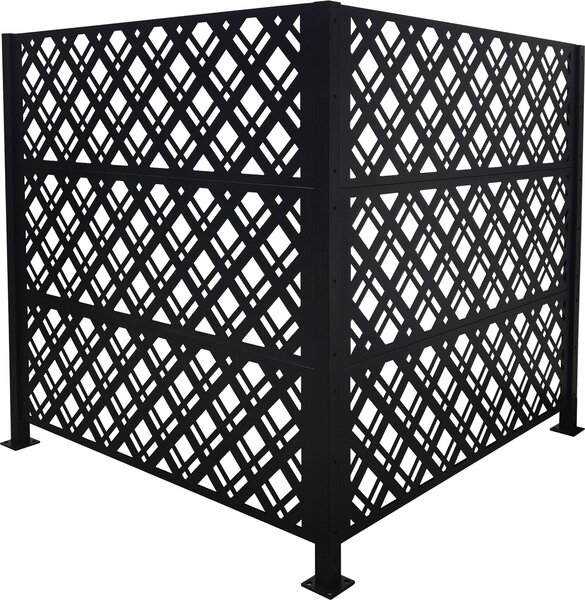 Copertura per bidoni della spazzatura Relaxdays, Diamond, 2 pannelli da 120 x 120 cm (A x L) ciascuno, schermatura modulare, recinzione per bidoni della spazzatura, nero