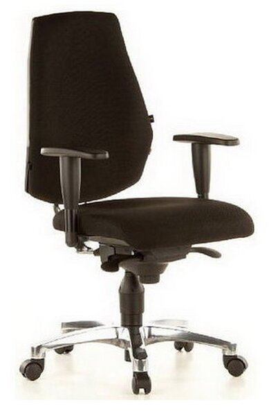Sedia ergonomica Topstar Wellness / Sedia da ufficio Sitness 30 Al.K2, rivestita in tessuto nero