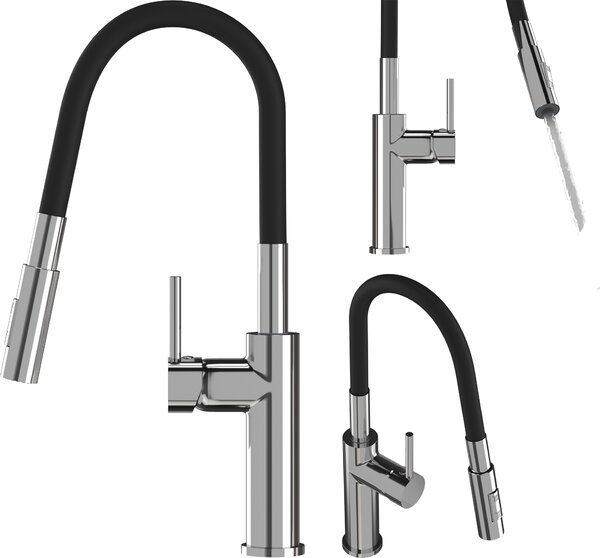 Granitan | LONAR - Rubinetto da cucina - Bocca flessibile - Orientabile a 360° - Cromo