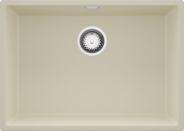 PRIMAGRAN lavello sottopiano in granito beige 66x47cm, set lavello 1 vasca + scarico, lavello in granito da base 70 cm - London