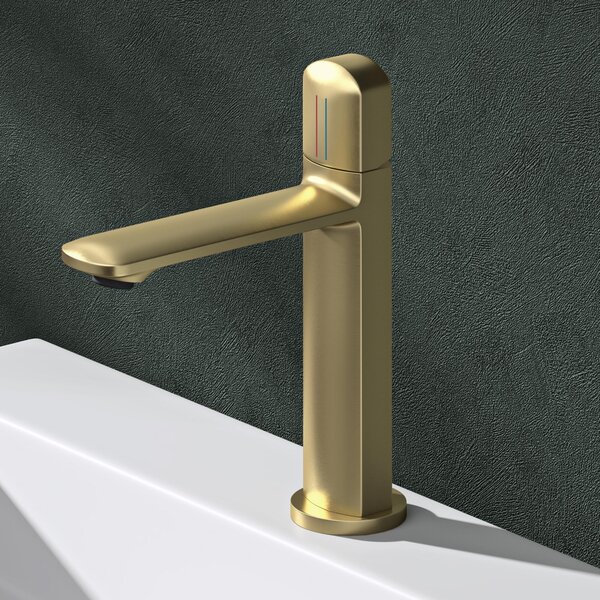 Mai & Mai rubinetto da bagno Rubinetto da bagno Miscelatore per lavabo Miscelatore monocomando Rubinetto da bagno in ottone con funzione di risparmio idrico Oro spazzolato 1190