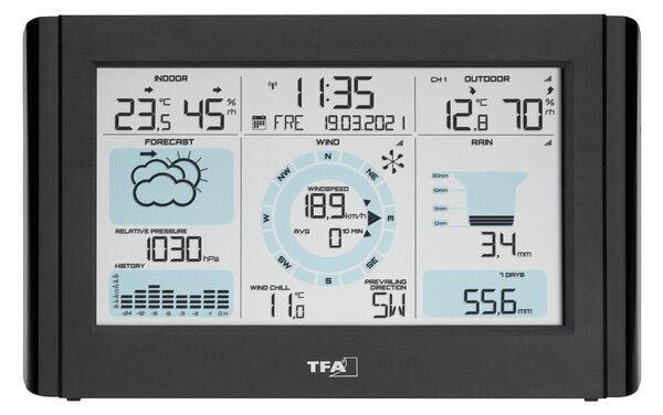 TFA Weather Pro - Stazione meteo - senza fili - nera