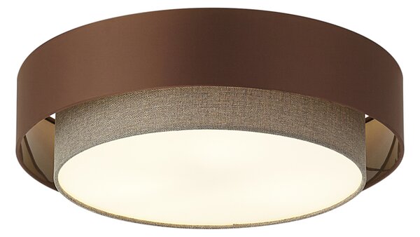 Plafoniera moderna bronzo scuro con tortora 50cm 3 luci - Drum Duo