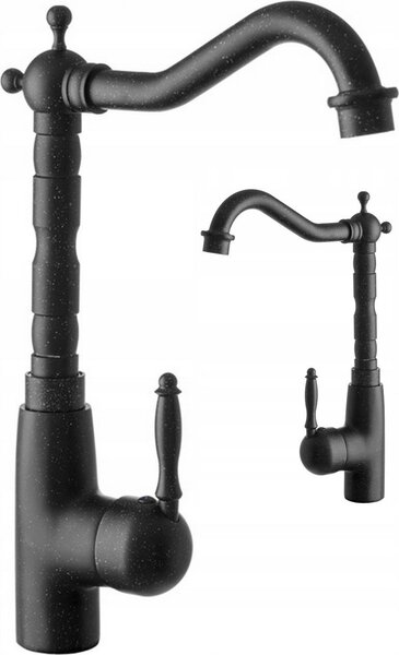 Granitan | RETRO - Rubinetto da cucina - Bocca flessibile - Orientabile a 360° - Nero - Ottone - Carica in Vetroceramica