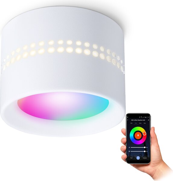 SSC-LUXon ALAPI spot da soffitto bianco rotondo incl. Smart Home GX53 LED Wifi RGBW - Apparecchio a plafone LED compatibile con Alexa, Siri e Google
