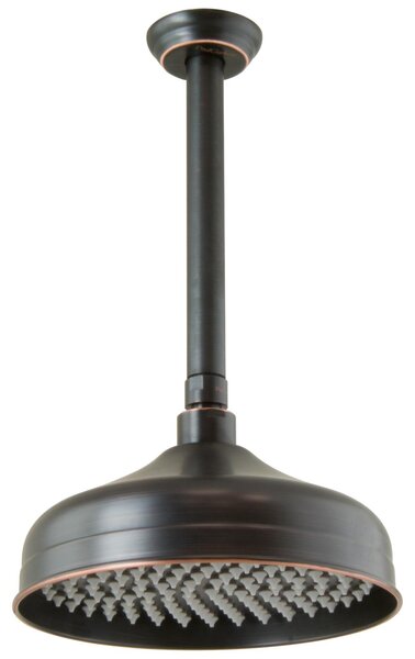 Soffione doccia retrò PaulGurke nero, doccia a pioggia in stile vintage con braccio a soffitto