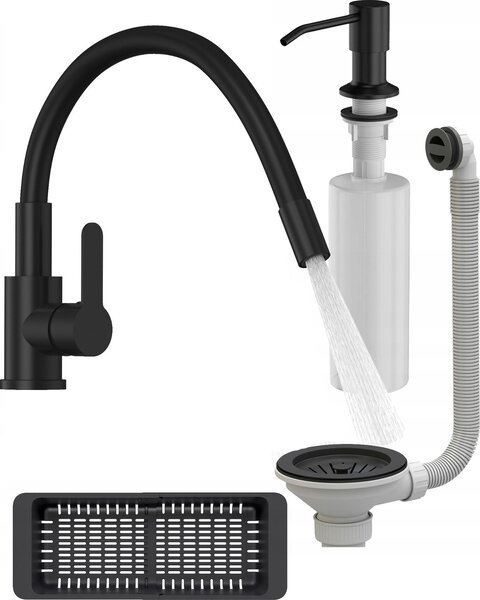 Granitan | GRADO PLUS - Miscelatore da cucina - Bocca flessibile - Nero