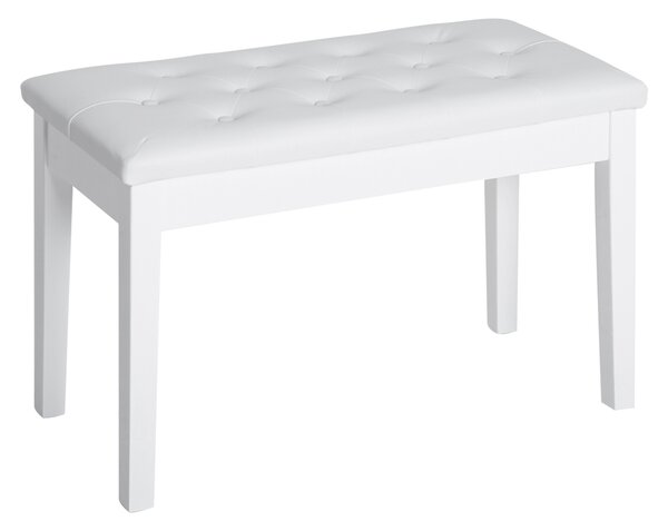 Homcom Sgabello Pianoforte con Vano Portaoggetti in Ecopelle e Legno, 76x36 x50cm, Sgabelli Imbottiti Bianco