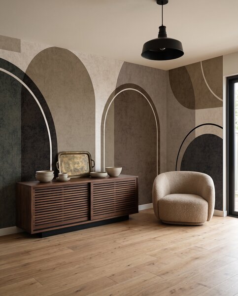 Carta da parati Forme rotonde con contorni, Archi e curve, Arte astratta, u99095 - Tapeko.it