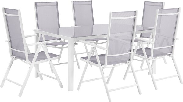 Set da pranzo da giardino BELIANI 7 pezzi in alluminio grigio con 6 sedie pieghevoli