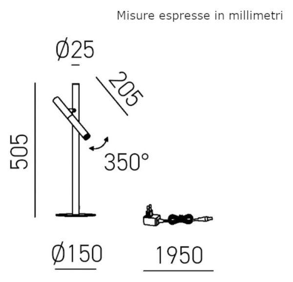 Abat-jour moderno gea luce glsn40 led orientabile dimmerabile alluminio - Gea Luce