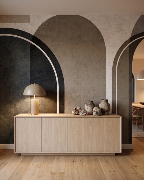 Carta da parati Forme rotonde con contorni, Archi e curve, Arte astratta, u99095 - Tapeko.it