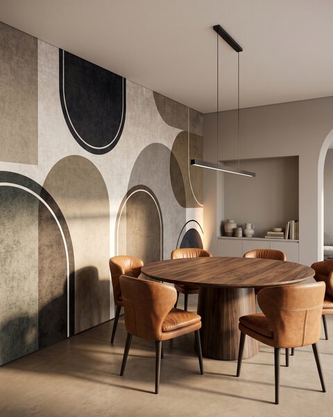 Carta da parati Forme rotonde con contorni, Archi e curve, Arte astratta, u99095 - Tapeko.it
