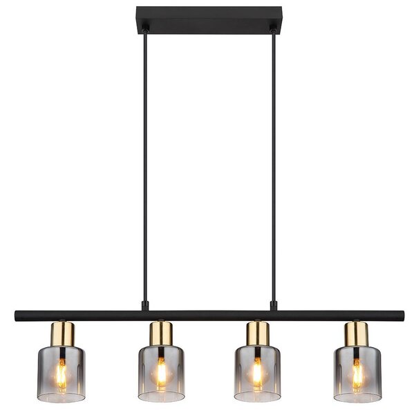 Lampada a sospensione a LED, metallo, oro, vetro color fumo, L 65 cm