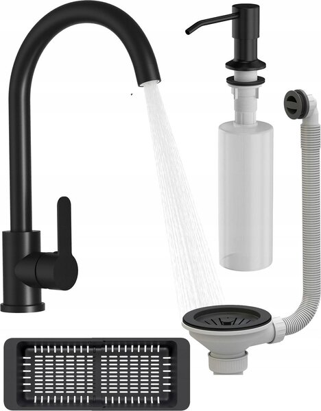 Granitan | PRESTIGE PLUS - Rubinetto da cucina - Orientabile a 360° - Nero - Caratteristiche: cartuccia in Vetroceramica