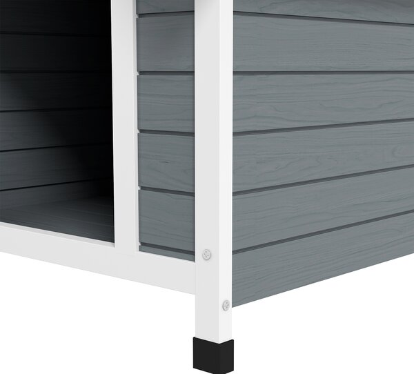 PawHut Cuccia per Cani, resistente alle intemperie, fondo rimovibile, Legno di Pino, 75x88x82 cm, Grigio/Nero