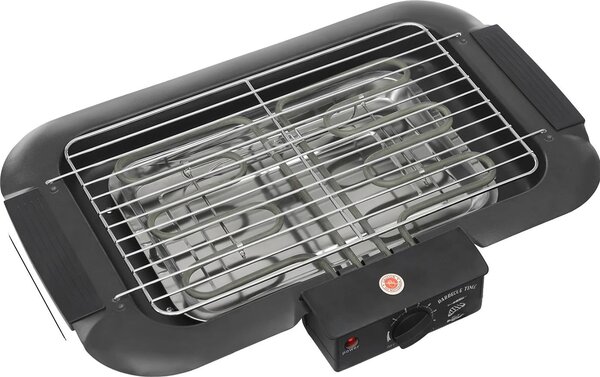 Griglia elettrica da tavolo, con temperatura regolabile, costruzione resistente, colore nero