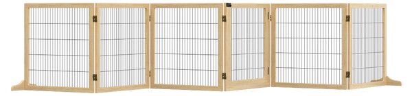 PawHut Recinzione per animali domestici Recinzione per cani, in pino, pieghevole 432 x 36 x 70 cm, Legno