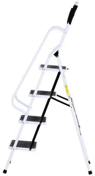HOMCOM Scala a gradini per la casa, scala pieghevole con supporto per attrezzi, corrimano, 50 x 83 x 155 cm, Nero + Argento