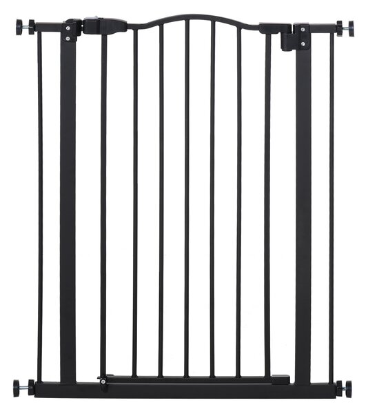 PawHut Barriera di sicurezza per cani estensibile 74-80 cm chiusura automatica fissaggio a pressione senza forature nero