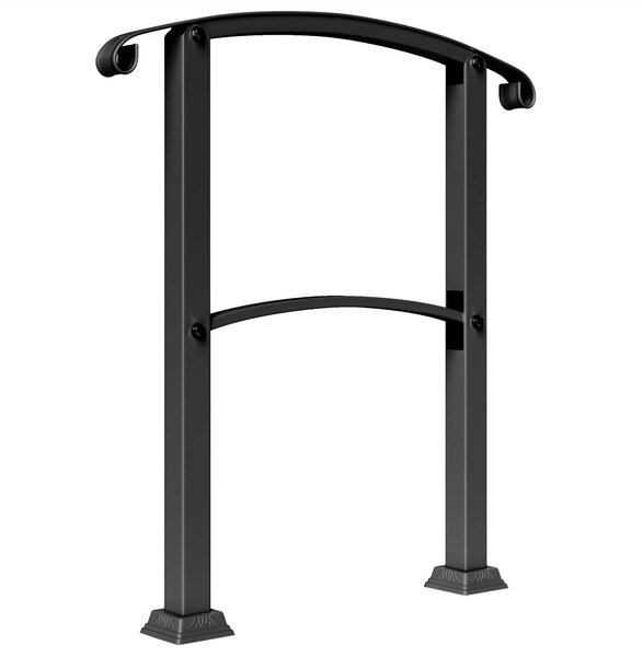 Outsunny Corrimano per Scale 1-3 Gradini Ringhiera per Scale Regolabile 0-45° con Kit di Installazione 71 x 8 x 148 cm nero