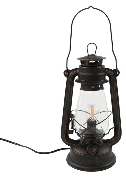 Lampada da tavolo Lindby Raisa, color ruggine, metallo, lanterna, E14