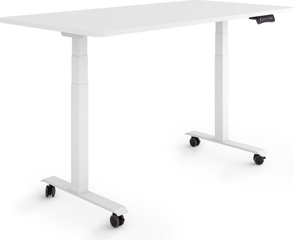 ESMART Germany EZX-132WW 140x70cm Bianco Scrivania ergonomica in piedi/seduta su rotelle Regolabile elettricamente in altezza in modo continuo da 65,5 a 130,5 cm 3 memorie di attività Ricordo delle attività Montaggio rapido