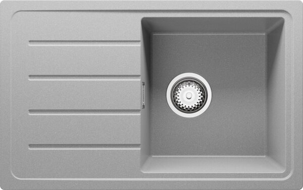 Lavello PRIMAGRAN grigio 70x44cm, lavello in granito 1 vasca + set di scarico, lavello da cucina con base da 45 cm - Copenhagen Easy