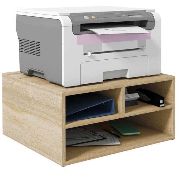 HOMCOM Organizzatore da scrivania effetto legno con 3 scomparti supporto stampante dim. 47L x 40P x 22,5A cm