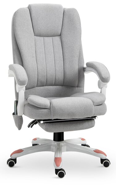 Vinsetto Poltrona Massaggiante, Sedia Ufficio, Sedia Gaming, Poliestere, Schiuma, Nylon, Grigio, 66 x 63 x 107-115 cm