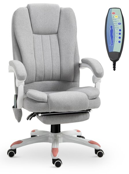 Vinsetto Poltrona Massaggiante, Sedia Ufficio, Sedia Gaming, Poliestere, Schiuma, Nylon, Grigio, 66 x 63 x 107-115 cm