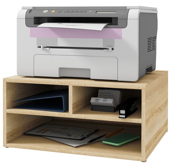 HOMCOM Organizzatore da scrivania effetto legno con 3 scomparti supporto stampante dim. 47L x 40P x 22,5A cm