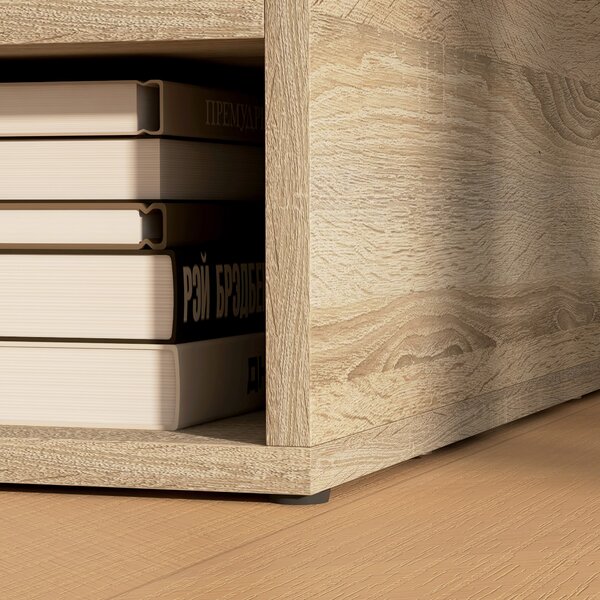 HOMCOM Organizzatore da scrivania effetto legno con 3 scomparti supporto stampante dim. 47L x 40P x 22,5A cm