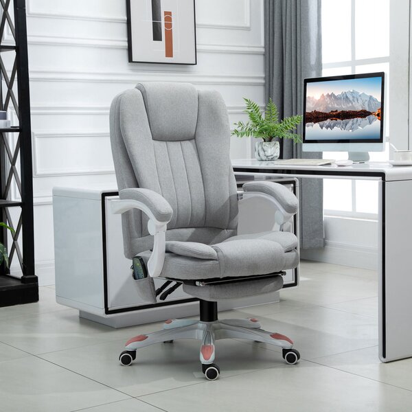Vinsetto Poltrona Massaggiante, Sedia Ufficio, Sedia Gaming, Poliestere, Schiuma, Nylon, Grigio, 66 x 63 x 107-115 cm