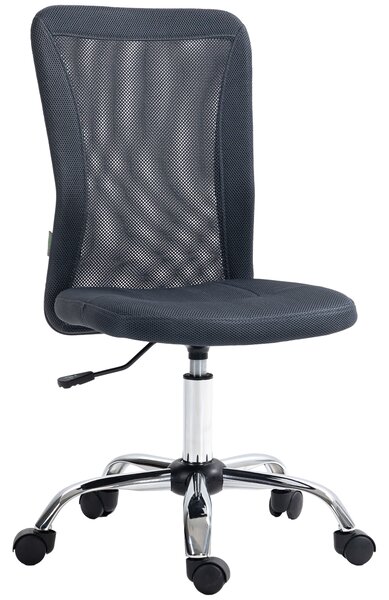 Vinsetto Sedia da ufficio ergonomica altezza regolabile base cromata girevole a 360° rivestimento a maglia grigio scuro
