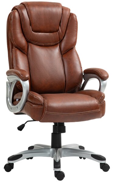 HOMCOM Sedia da ufficio sedia da ufficio con funzione oscillante ruote girevoli 360° 66 x 75,5 x 115,5-124,5 cm marrone