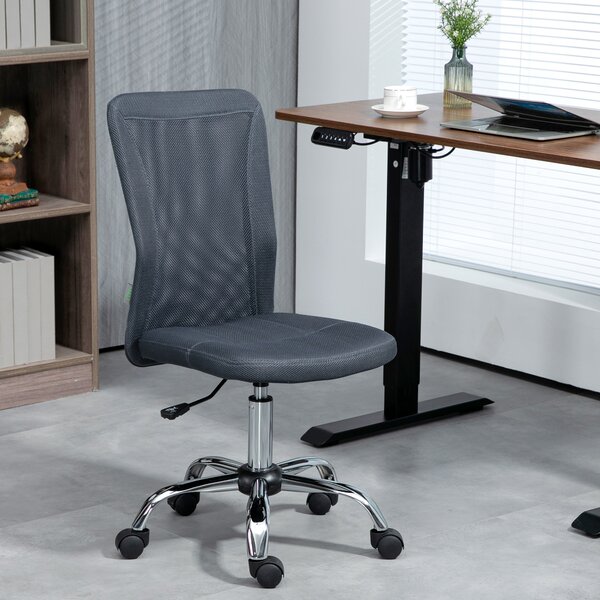 Vinsetto Sedia da ufficio ergonomica altezza regolabile base cromata girevole a 360° rivestimento a maglia grigio scuro