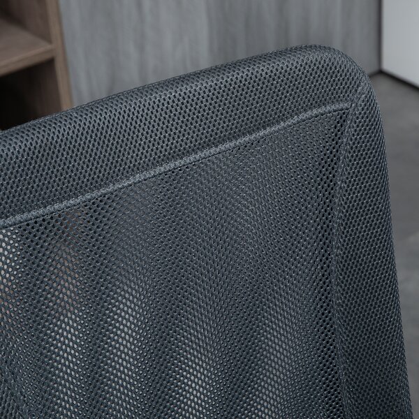Vinsetto Sedia da ufficio ergonomica altezza regolabile base cromata girevole a 360° rivestimento a maglia grigio scuro