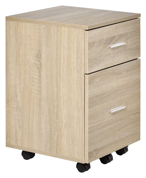 Vinsetto Mobile per Ufficio Mobile per Archiviazione 2 cassetti 5 ruote in pannello di particelle 39,5 x 39 x 58,5 cm rovere